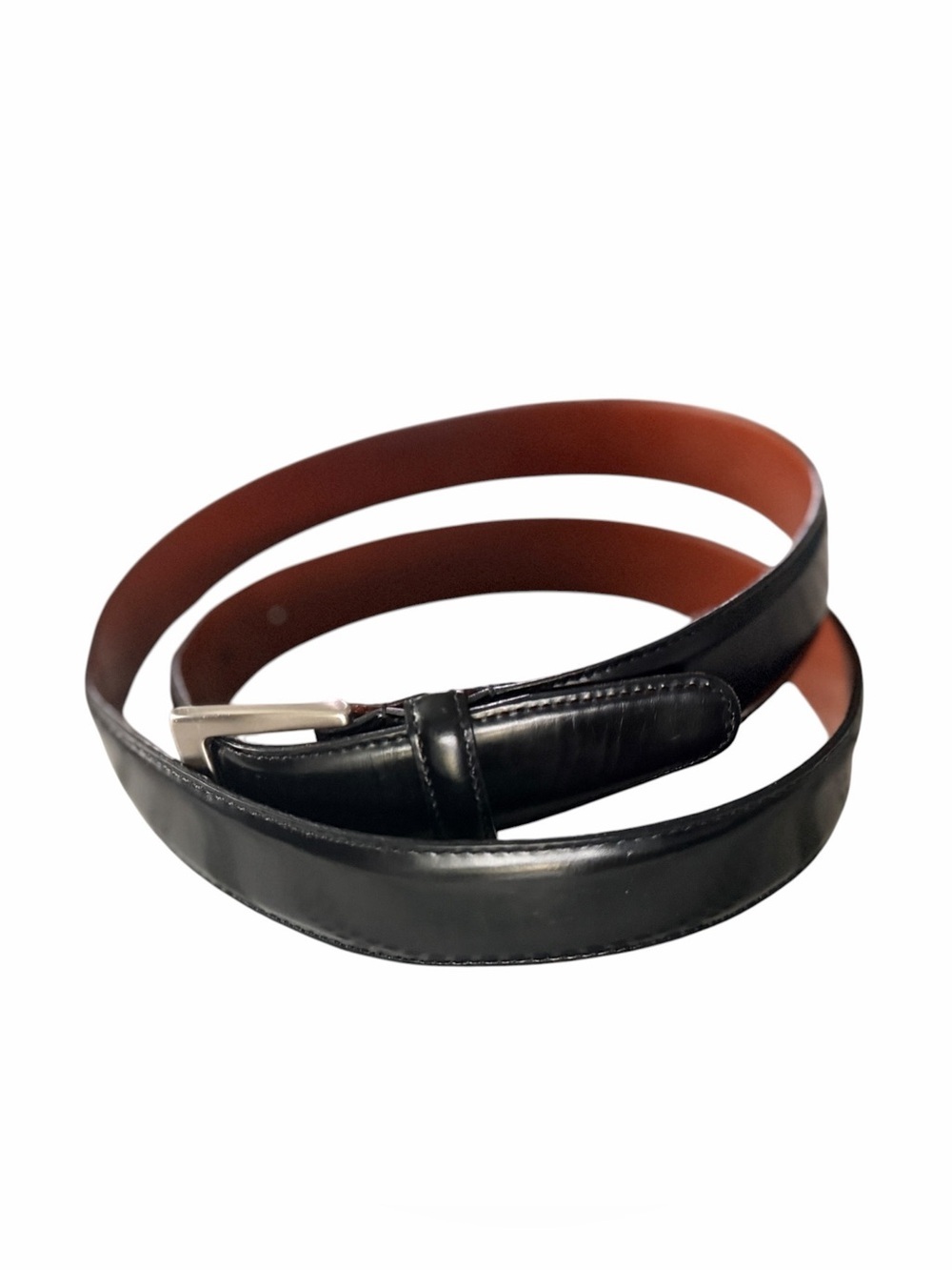 Vintage Coach Black Polished Cowhide Leather Belt Silver Buckle Costa Rica